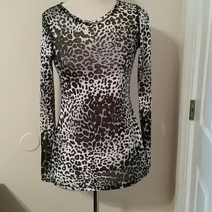Animal print sheer shirt